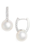 MIKIMOTO DIAMOND & AKOYA CULTURED PEARL EARRINGS,MEA10228ADXW