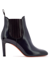 SANTONI LEATHER ANKLE BOOT WITH ELASTIC BANDS