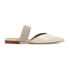 Malone Souliers Maisie Cord-trimmed Leather Point-toe Flats In White