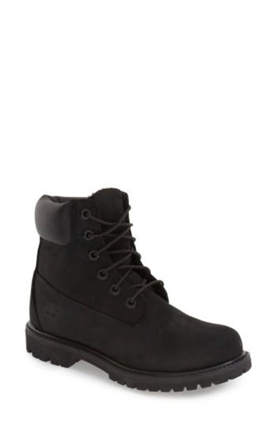 Timberland 6 Inch Premium Lace Up Flat Boots In Black