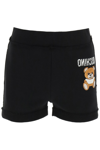 Moschino Teddy Motif Embroidered Track Shorts In Black
