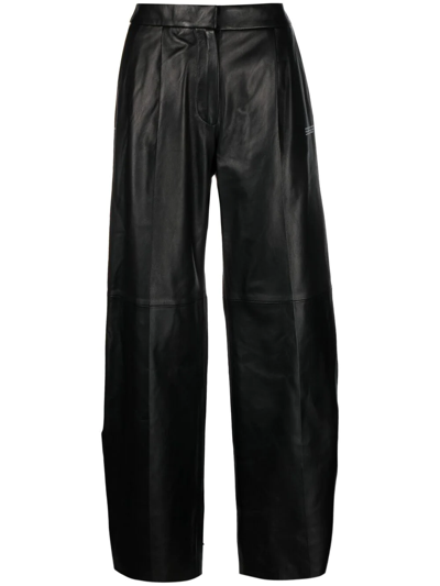 Off-white Tie-ankle Straight-leg Trousers In Nero