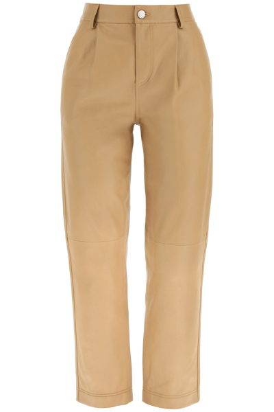 Red Valentino Leather Trousers In Brown