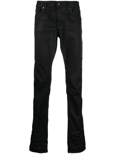 Saint Laurent Button Detailed Straight Leg Trousers In Black