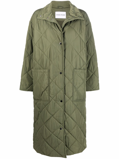 Stand Studio Sage Quilted Recycled Shell Coat In Grey