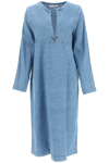 Valentino Embellished Denim Midi Dress In Blue