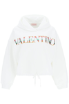VALENTINO VALENTINO CROPPED HOODIE WITH SEQUINED LOGO