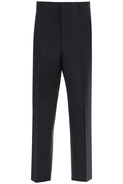 Valentino Wool And Mohair Formal Trousers In Navy