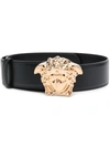 Versace Medusa Head-motif Leather Belt In Black