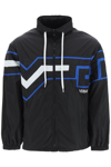 Versace Black Greca Logo Print Blouson Jacket In Mixed Colours