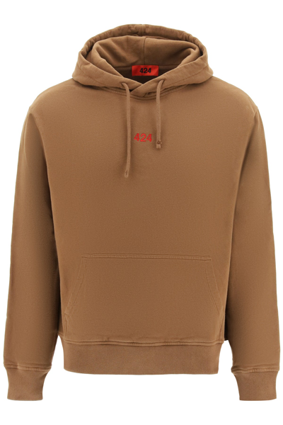 424 Cotton Hoodie W/ Embroidered Logo In Brown
