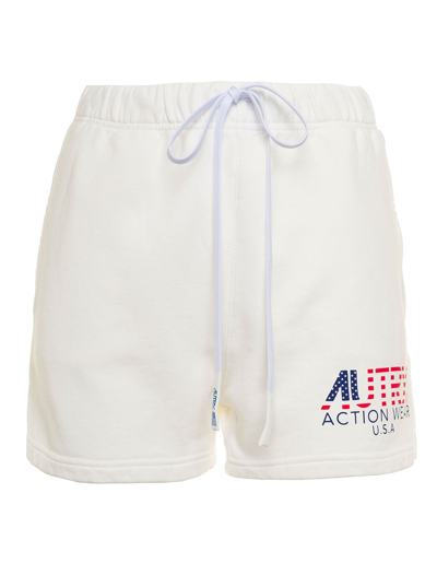 Autry Logo Print Drawstring Track Shorts In White