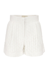 Michael Kors Geometric Embroidery Shorts In White In White