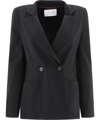 Harris Wharf London Double-breasted Virgin Wool Blazer In Black  