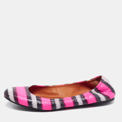 Pre-owned Marc By Marc Jacobs Multicolor Watersnake Embossed Leather Ballet Flat Size 38