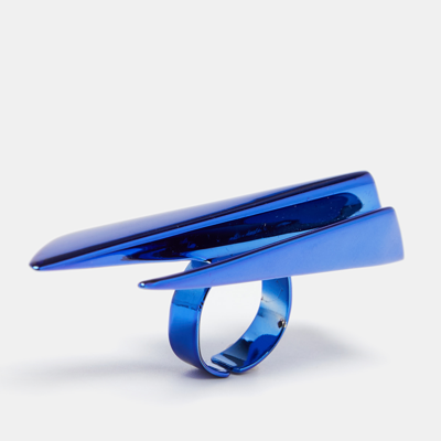 Pre-owned Saint Laurent Babylone Blue Metal Coated Ring