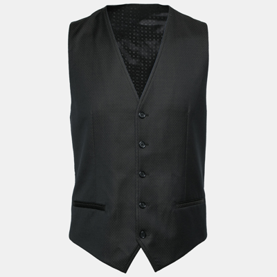 Pre-owned Dolce & Gabbana Black Polka Dotted Wool Waistcoat M