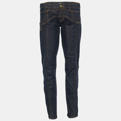 Pre-owned D & G Blue Denim Zipped Hem Detail Jeans M