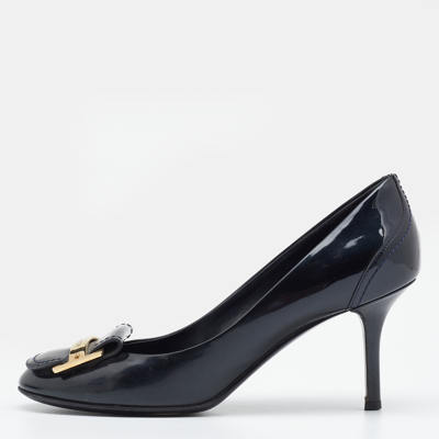 Pre-owned Louis Vuitton Navy Blue Patent Leather Pumps Size 37