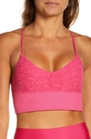 Alo Yoga Soft Yoga Bra In Magenta Crush Heather