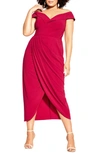 City Chic Ripple Love Off The Shoulder Maxi Dress In Rosebud