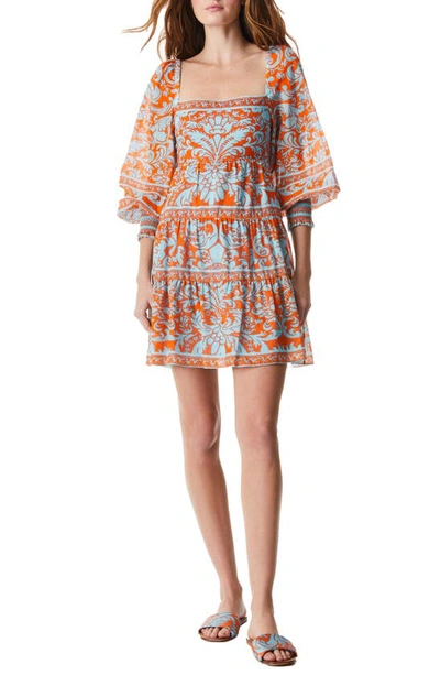 Alice And Olivia Rowen Gathered Printed Cotton And Silk-blend Voile Mini Dress In Nocolor