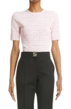 Givenchy 4g Lace Crew Neck Short Sleeve Sweater In Light Pink