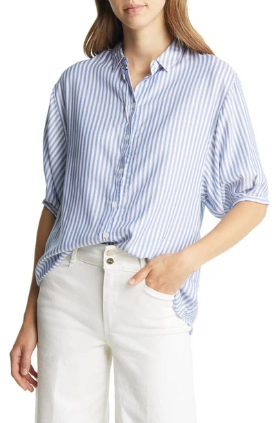 Beachlunchlounge Better Late Short Sleeve Shirt In Cape Blue