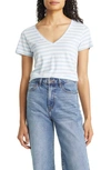 Nordstrom Everyday V-neck T-shirt In Blue Falls- White Charm Stripe