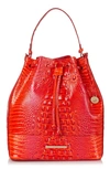 Brahmin Marlowe Croc Embossed Leather Bucket Bag In Flame Melbourne