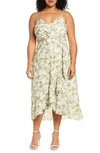 Chelsea28 Floral Faux Wrap Midi Dress In White Nightingale Floral