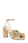 Loeffler Randall Camellia Gold Pleated Bow Heel With Ankle Strap In Gold