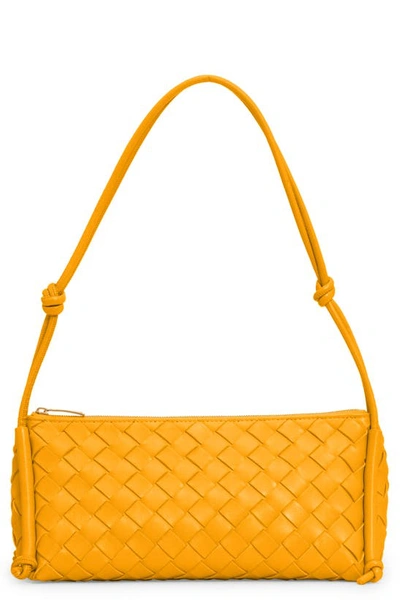 Bottega Veneta Mini Intrecciato Leather Handbag In Cob Gold