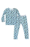 BELLABU BEAR KIDS' BLUE LEOPARD FITTED TWO-PIECE pyjamas