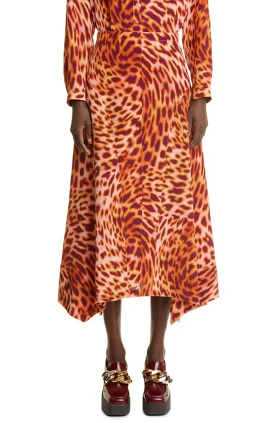 Stella Mccartney Naya Leopard-print Silk Crepe De Chine Midi Skirt In Martini Pink