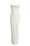 House Of Cb Charmaine Corset Satin Maxi Dress In Ivory