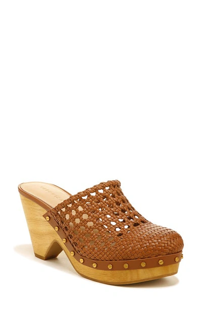 Veronica Beard Hardie Woven Leather Clogs In Hazelwood