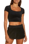 Alo Yoga Beachside Terry Cloth Crop Top In Black