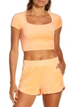 Alo Yoga Beachside Terry Cloth Crop Top In Cantaloupe