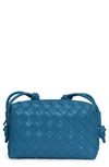 Bottega Veneta Small Intrecciato Leather Crossbody Bag In Blueprint-gold
