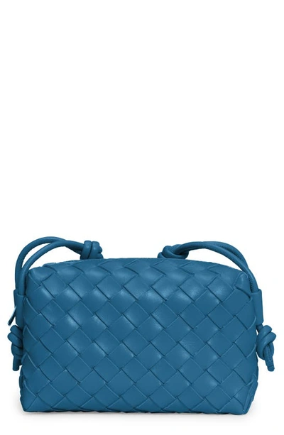 Bottega Veneta Small Intrecciato Leather Crossbody Bag In Blueprint-gold