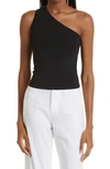 Alice And Olivia Alice+olivia Elden Cropped One Shoulder Tank In Black