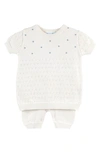 Feltman Brothers Kids' Pointelle Knit Short Sleeve Sweater & Pants In Ivory