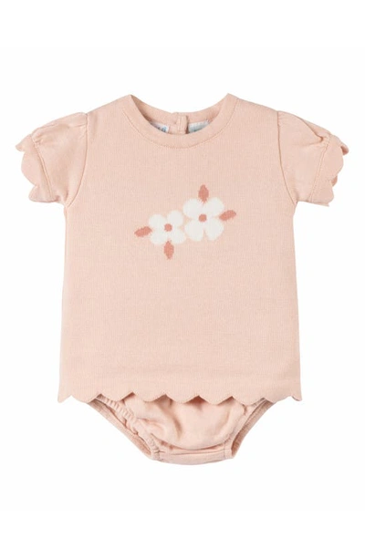 Feltman Brothers Babies' Kids' Flower Knit Bodysuit In Blush