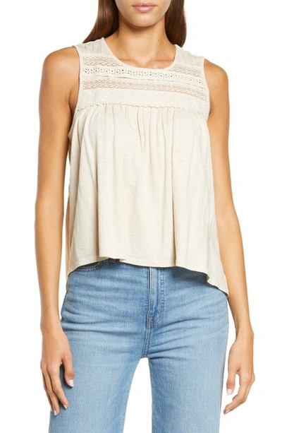 Lucky Brand Lace-trim Tank Top In Cream