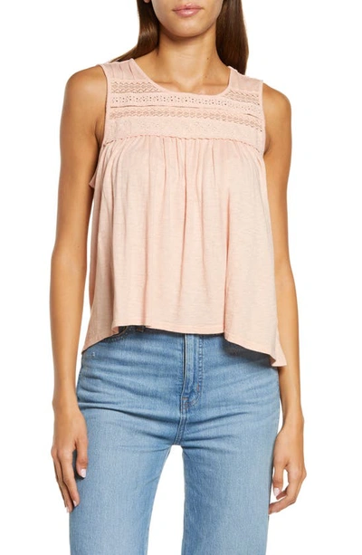 Lucky Brand Lace-trim Tank Top In Pale Mauve