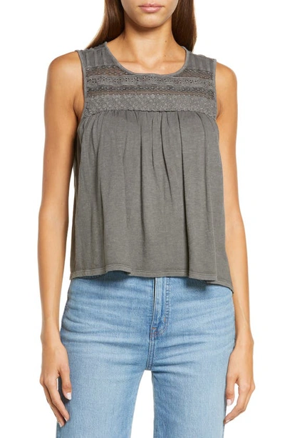 Lucky Brand Lace-trim Tank Top In Washed Black