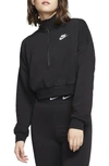 Nike Sportswear Essential Women's Fleece Long-sleeve Crop Top In Black,white