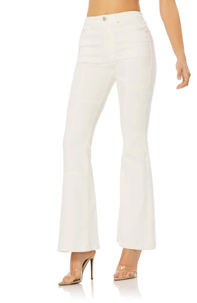Afrm Skylar Patchwork High Waist Flare Jeans In Bright White