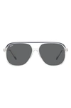 Ray Ban 60mm Square Sunglasses In Blue On Transparent/ Dark Grey
